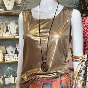 Metallic Gold Sleeveless Tank Top